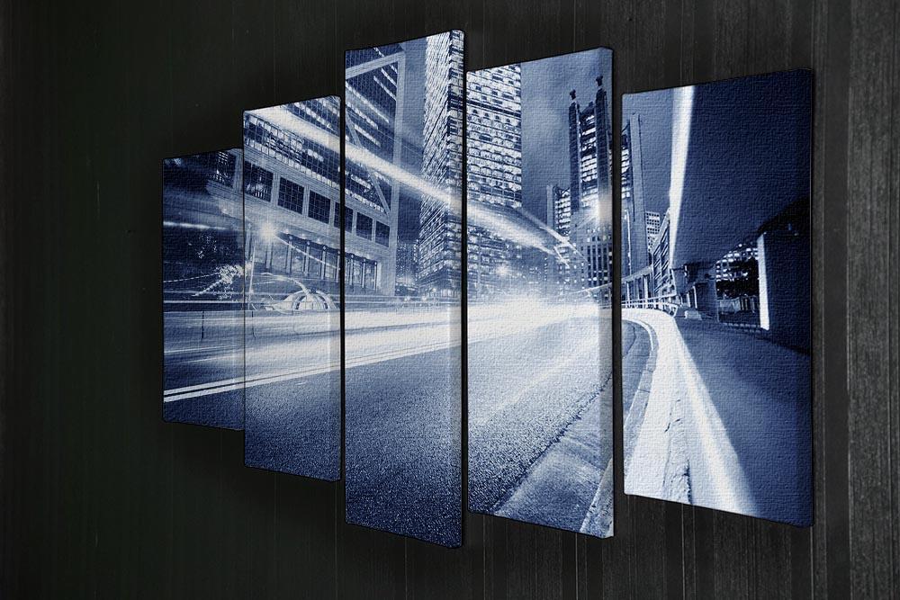 Fast moving cars lights blurred city 5 Split Panel Canvas  - Canvas Art Rocks - 2