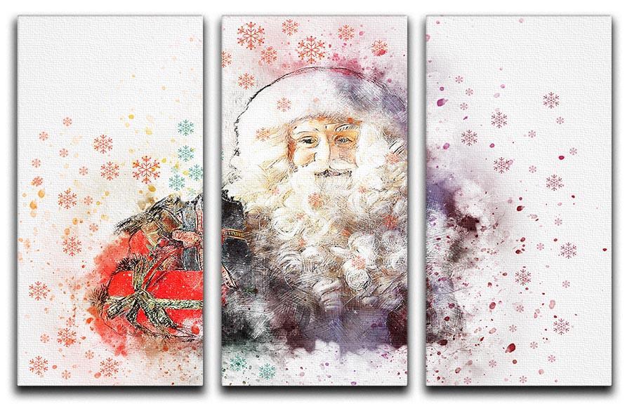 Father Christmas Close Up 3 Split Panel Canvas Print - Canvas Art Rocks - 1