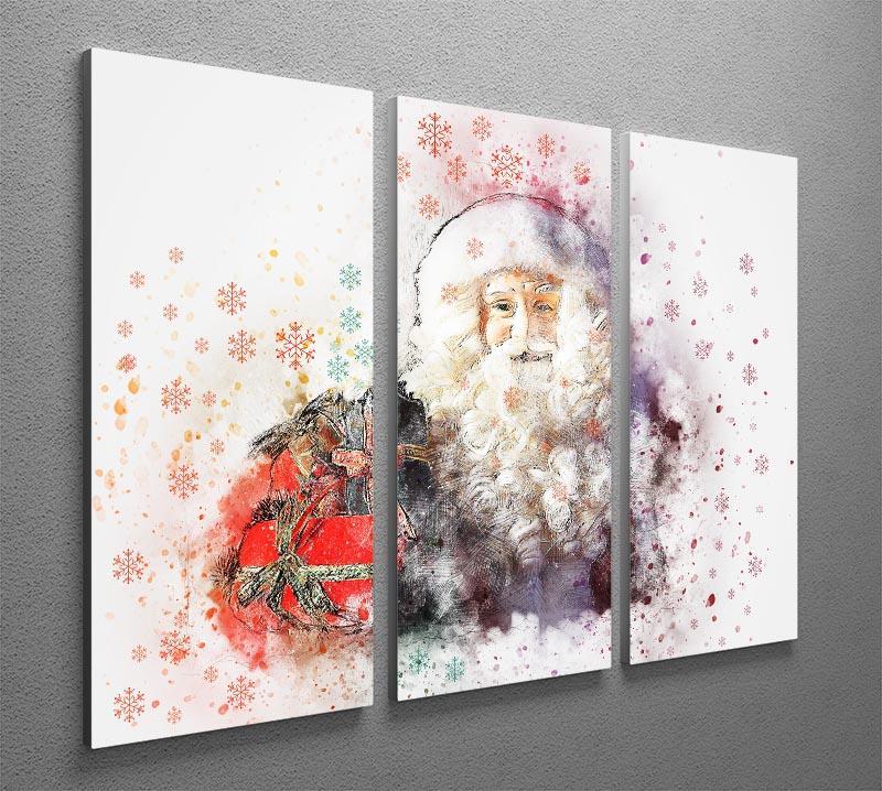 Father Christmas Close Up 3 Split Panel Canvas Print - Canvas Art Rocks - 2