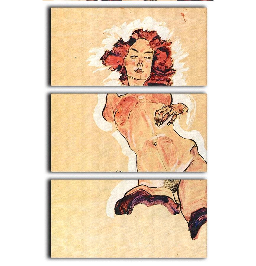 Female Act by Egon Schiele 3 Split Panel Canvas Print - Canvas Art Rocks - 1