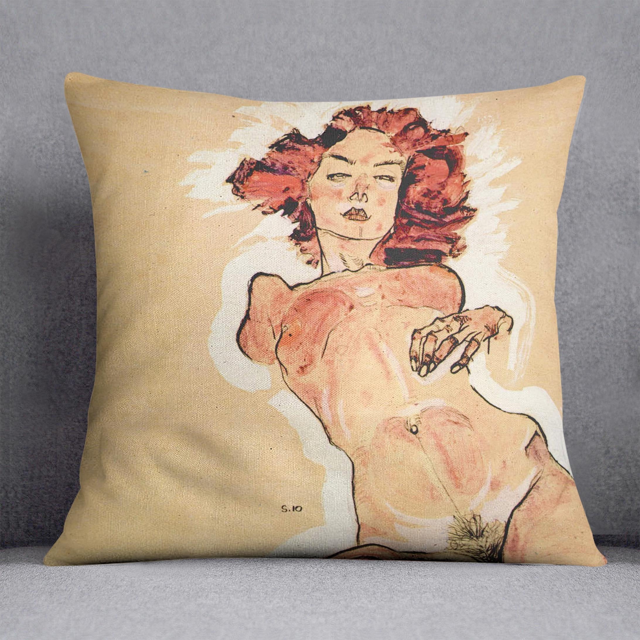 Female Act by Egon Schiele Cushion