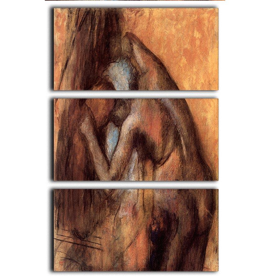 Female act with hairdrying by Degas 3 Split Panel Canvas Print - Canvas Art Rocks - 1