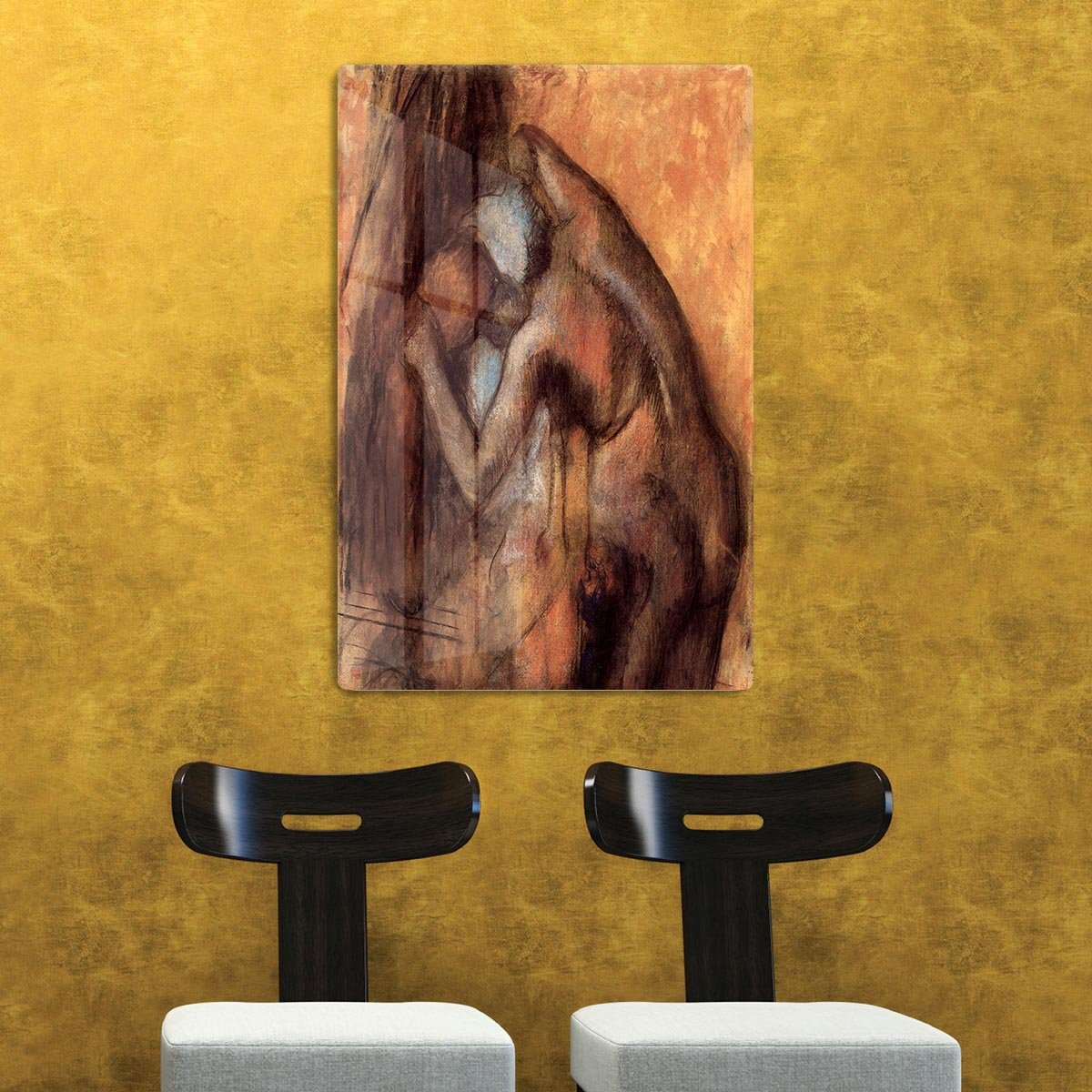 Female act with hairdrying by Degas HD Metal Print - Canvas Art Rocks - 2