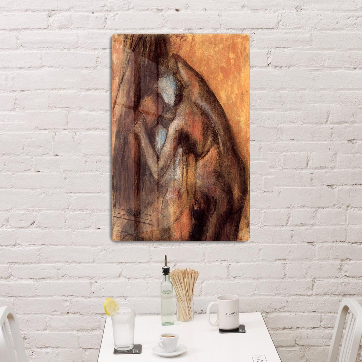 Female act with hairdrying by Degas HD Metal Print - Canvas Art Rocks - 3