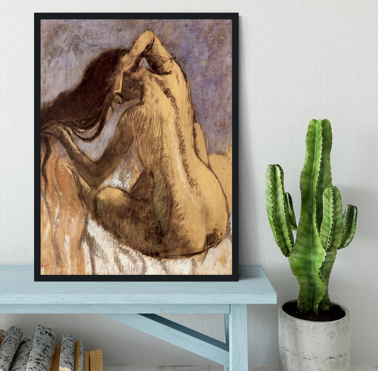 Female combing hair by Degas Framed Print - Canvas Art Rocks - 2