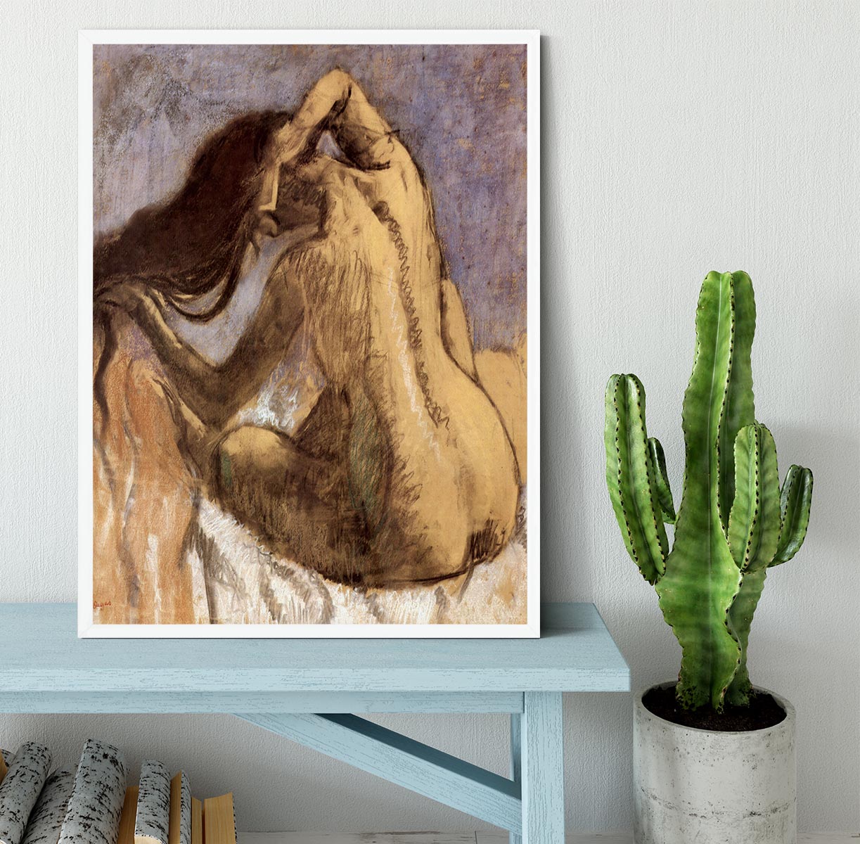 Female combing hair by Degas Framed Print - Canvas Art Rocks -6