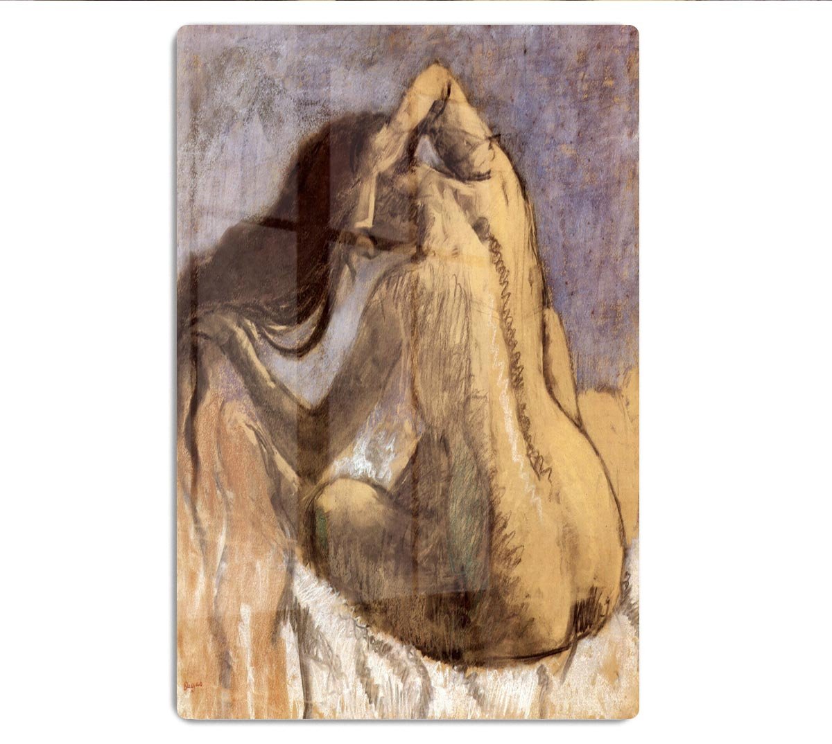 Female combing hair by Degas HD Metal Print - Canvas Art Rocks - 1