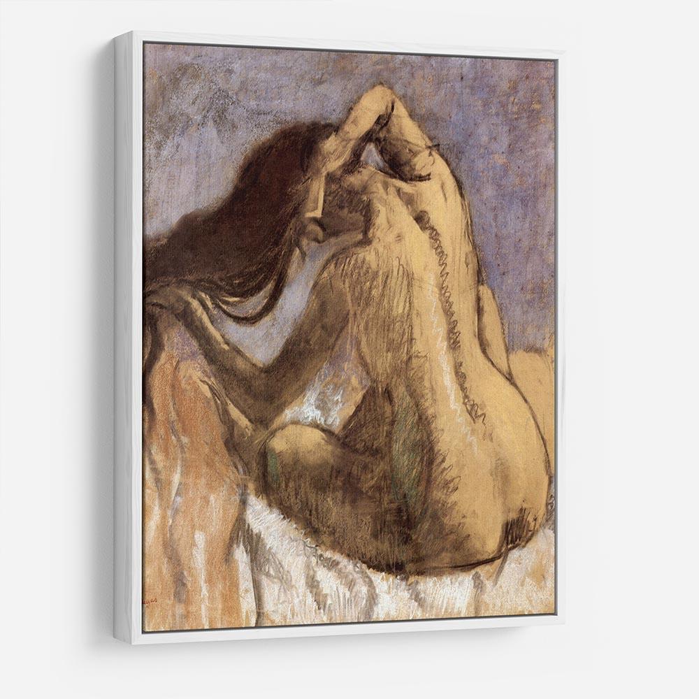 Female combing hair by Degas HD Metal Print - Canvas Art Rocks - 7
