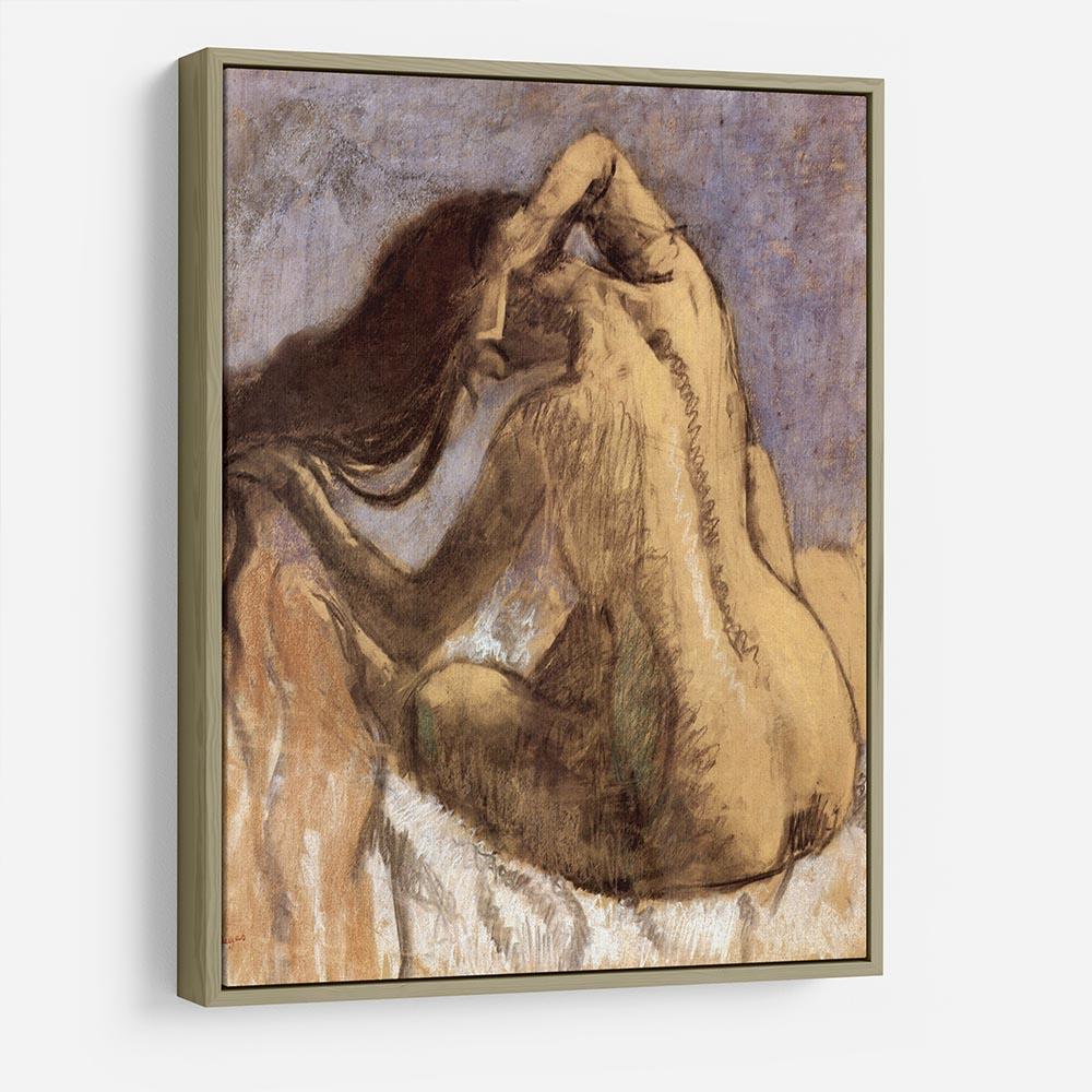 Female combing hair by Degas HD Metal Print - Canvas Art Rocks - 8