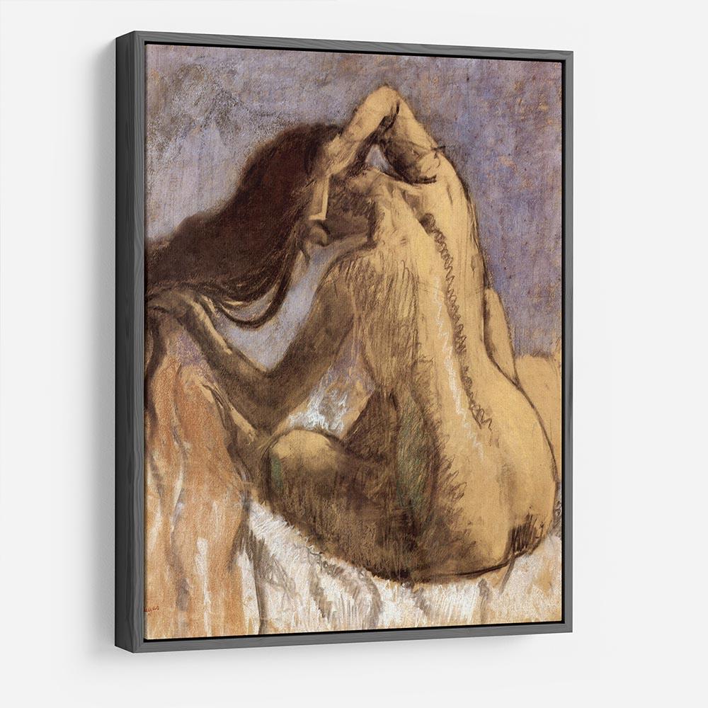 Female combing hair by Degas HD Metal Print - Canvas Art Rocks - 9