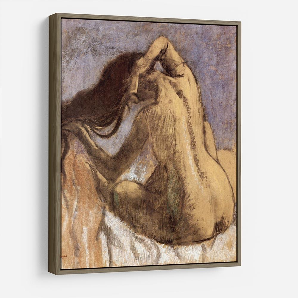 Female combing hair by Degas HD Metal Print - Canvas Art Rocks - 10