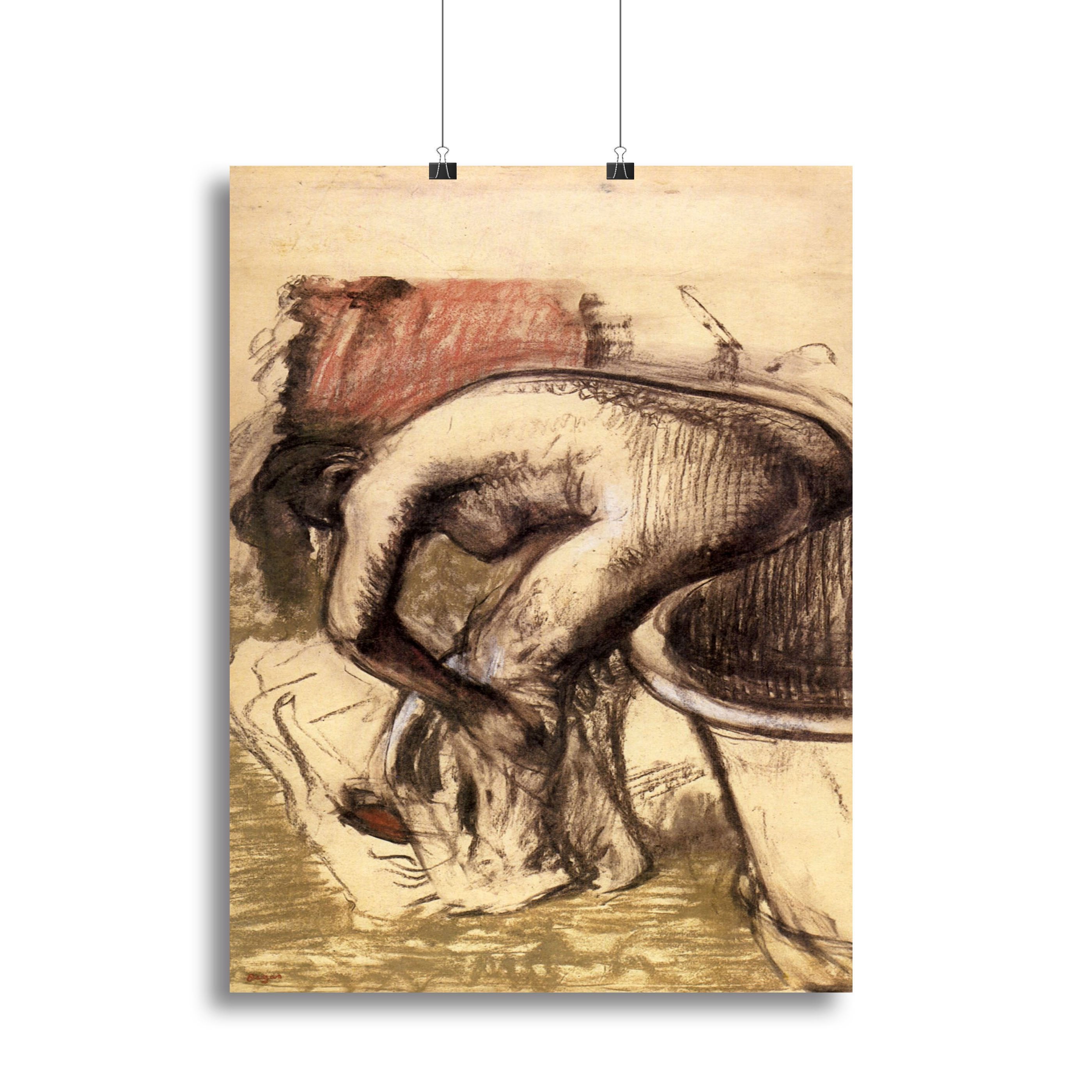 Female on the tub edge her legs drying 1 by Degas Canvas Print or Poster