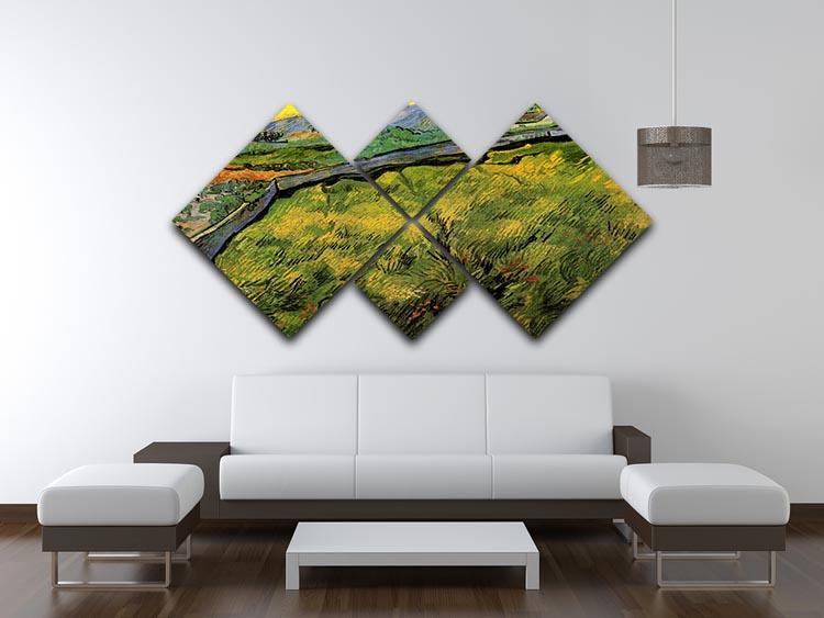 Field of Spring Wheat at Sunrise by Van Gogh 4 Square Multi Panel Canvas - Canvas Art Rocks - 3
