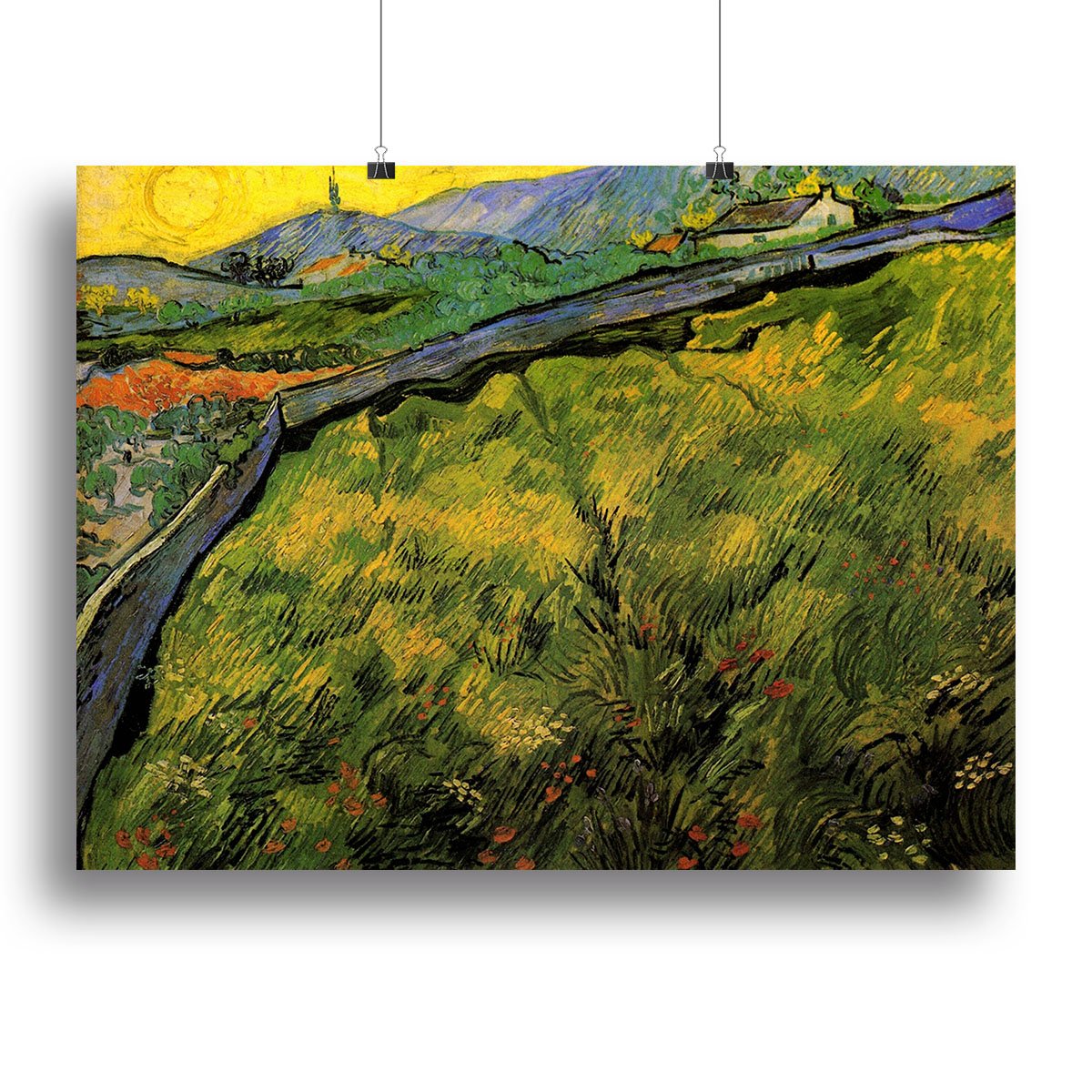 Field of Spring Wheat at Sunrise by Van Gogh Canvas Print or Poster