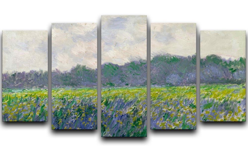Field of Yellow Irises by Monet 5 Split Panel Canvas  - Canvas Art Rocks - 1