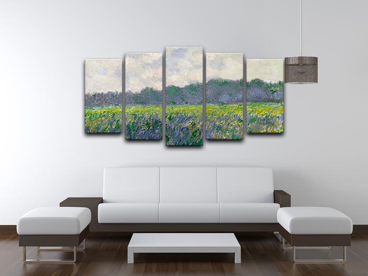 Field of Yellow Irises by Monet 5 Split Panel Canvas - Canvas Art Rocks - 3