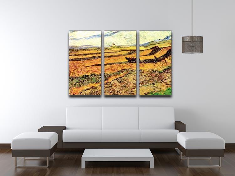 Field with Ploughman and Mill by Van Gogh 3 Split Panel Canvas Print - Canvas Art Rocks - 4