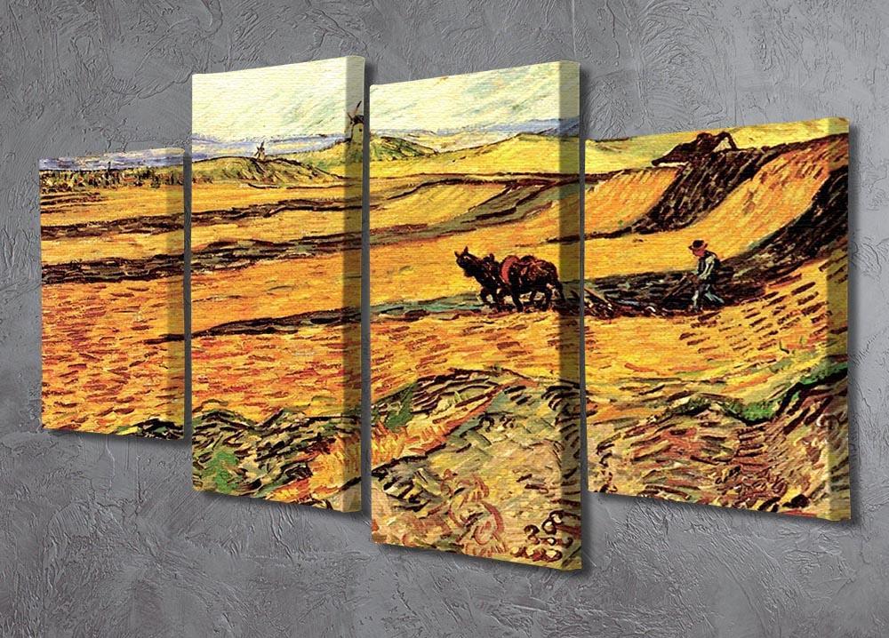 Field with Ploughman and Mill by Van Gogh 4 Split Panel Canvas - Canvas Art Rocks - 2