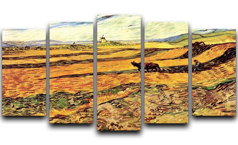 Field with Ploughman and Mill by Van Gogh 5 Split Panel Canvas  - Canvas Art Rocks - 1
