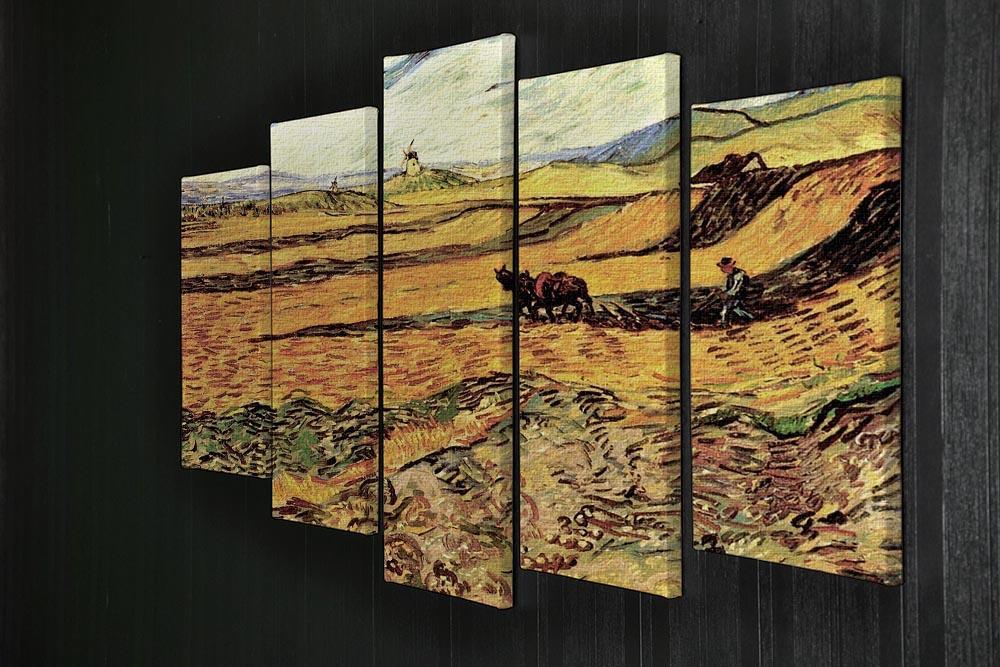 Field with Ploughman and Mill by Van Gogh 5 Split Panel Canvas - Canvas Art Rocks - 2
