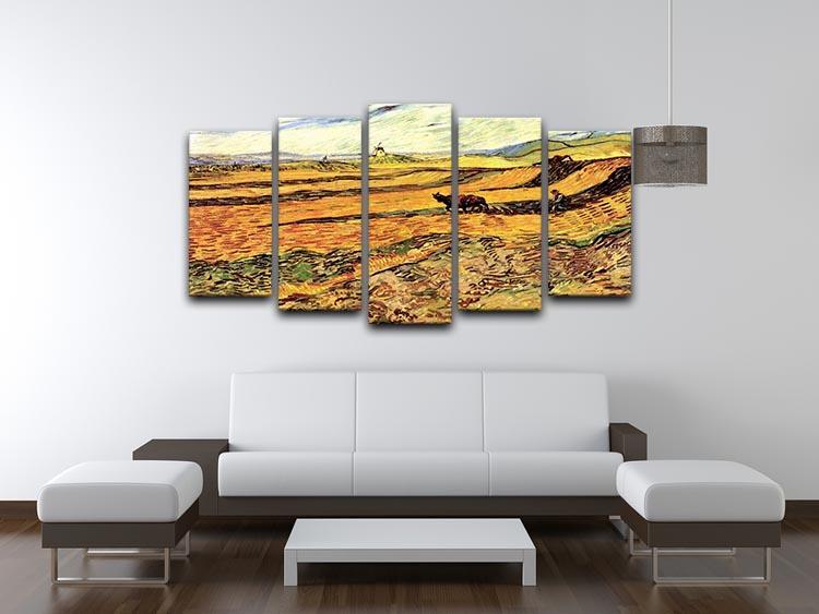 Field with Ploughman and Mill by Van Gogh 5 Split Panel Canvas - Canvas Art Rocks - 3