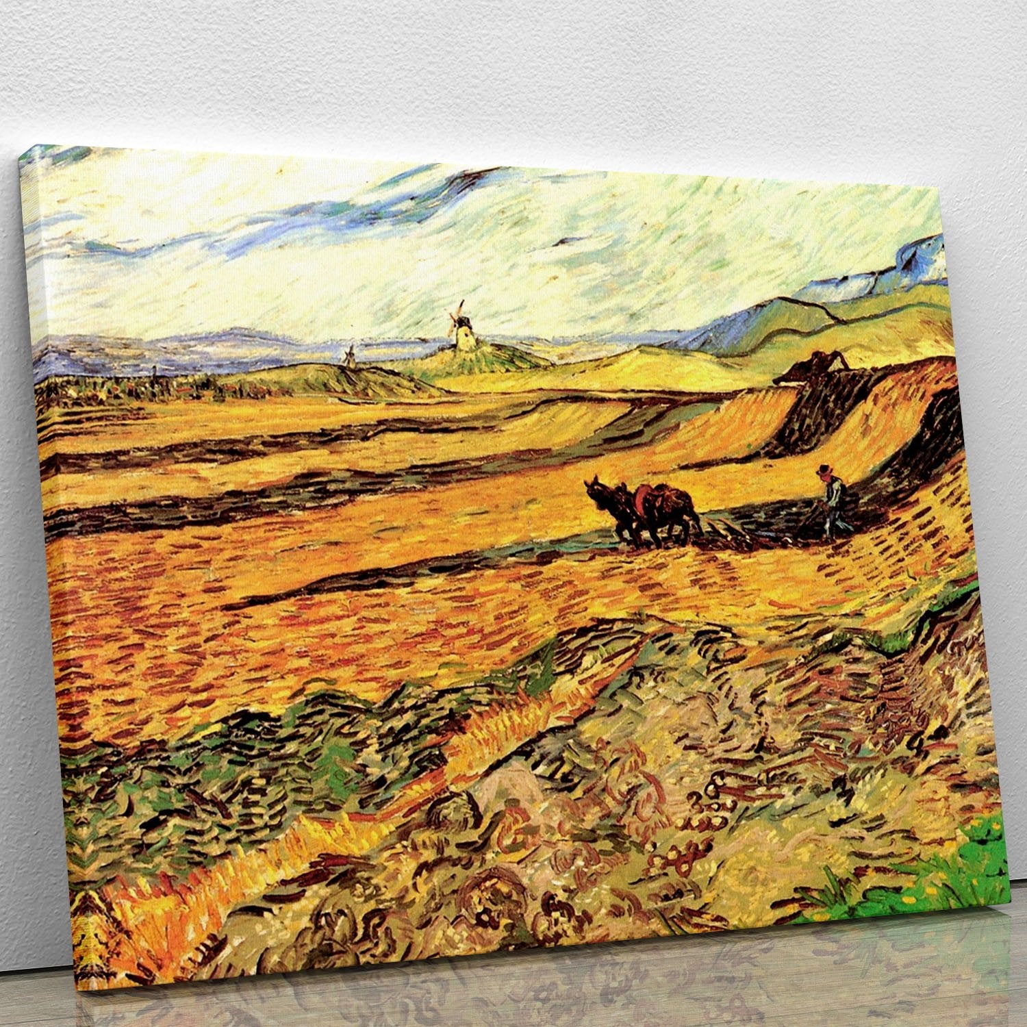Field with Ploughman and Mill by Van Gogh Canvas Print or Poster