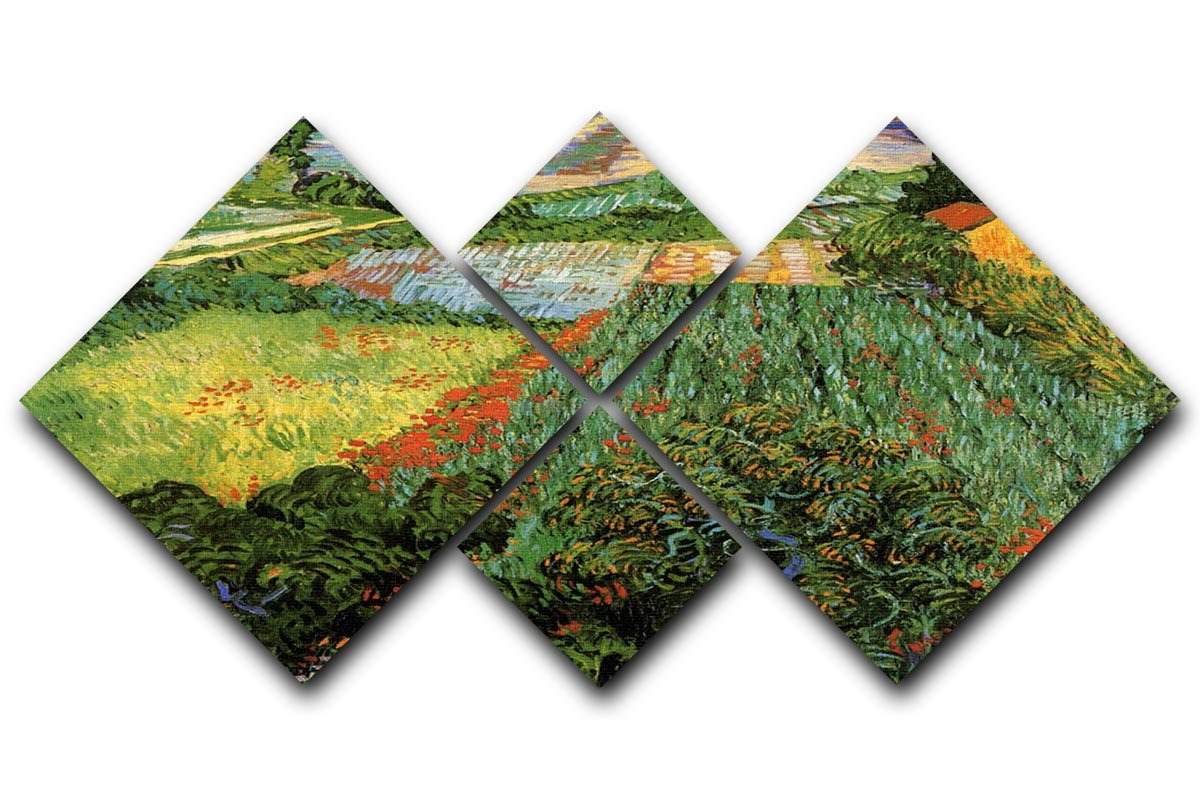Field with Poppies by Van Gogh 4 Square Multi Panel Canvas  - Canvas Art Rocks - 1