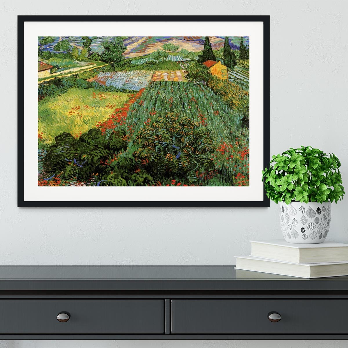 Field with Poppies by Van Gogh Framed Print - Canvas Art Rocks - 1