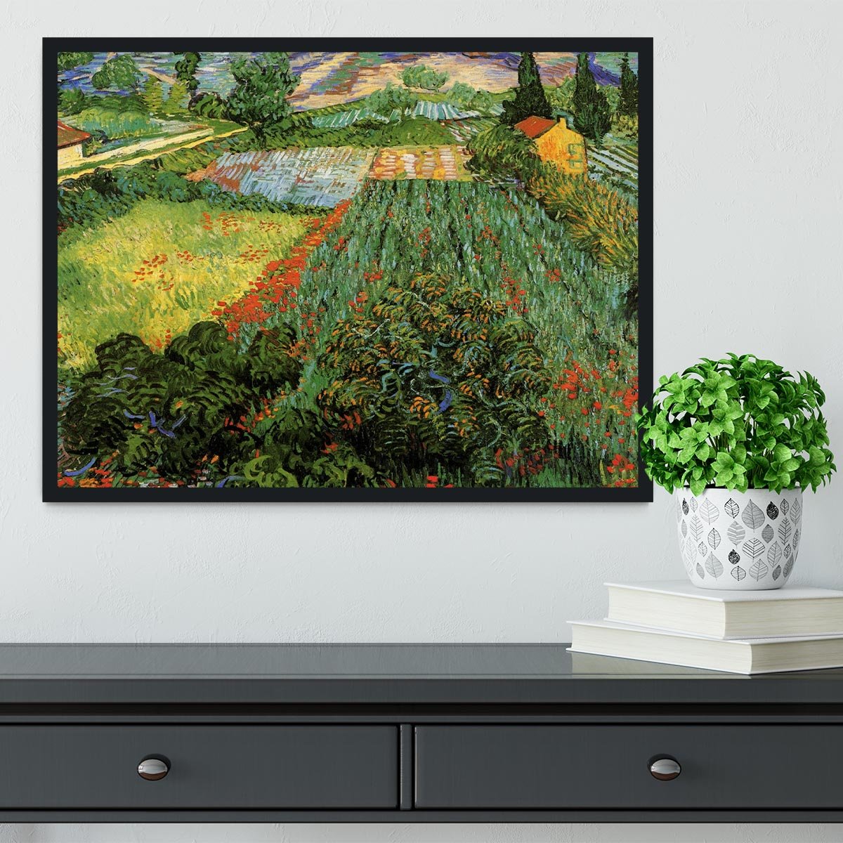Field with Poppies by Van Gogh Framed Print - Canvas Art Rocks - 2