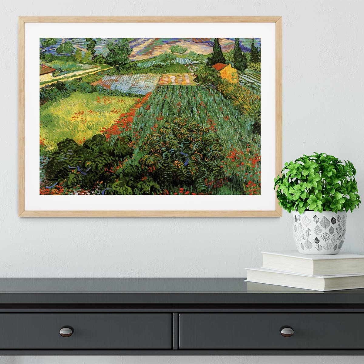Field with Poppies by Van Gogh Framed Print - Canvas Art Rocks - 3
