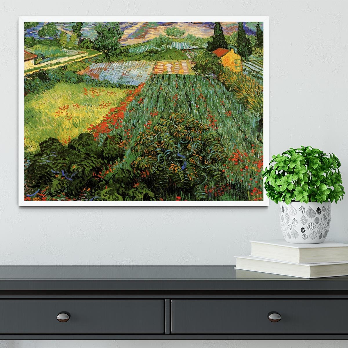 Field with Poppies by Van Gogh Framed Print - Canvas Art Rocks -6