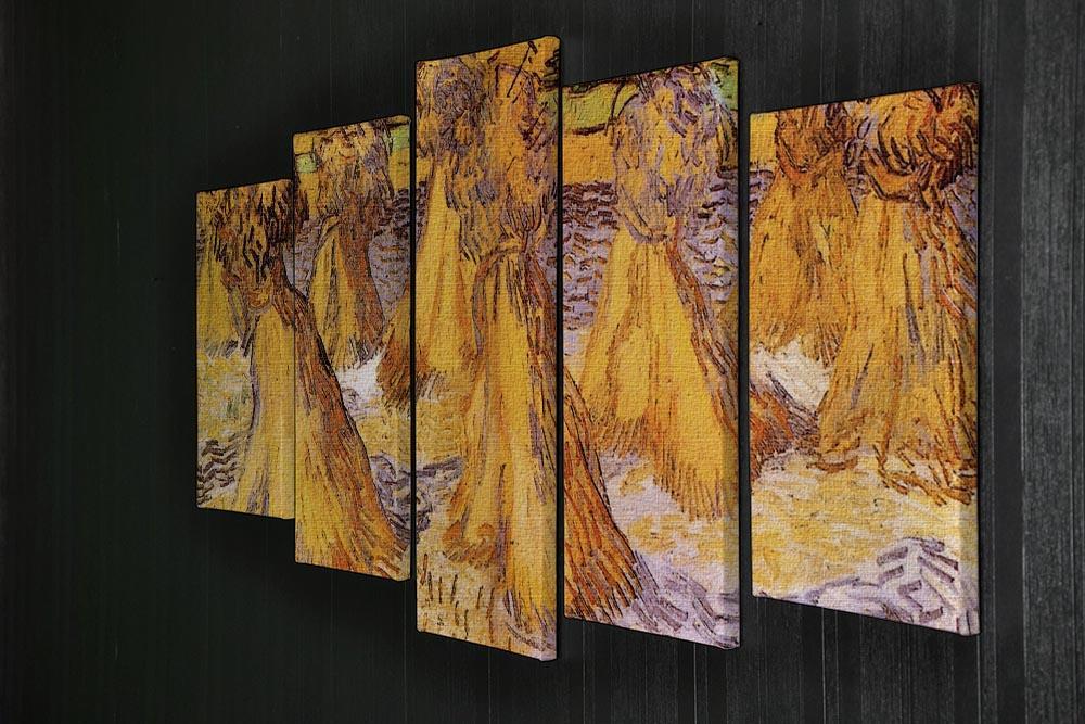 Field with Stacks of Wheat by Van Gogh 5 Split Panel Canvas - Canvas Art Rocks - 2