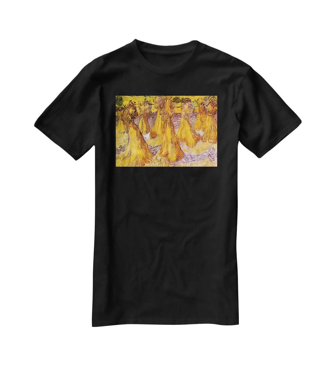 Field with Stacks of Wheat by Van Gogh T-Shirt - Canvas Art Rocks - 1