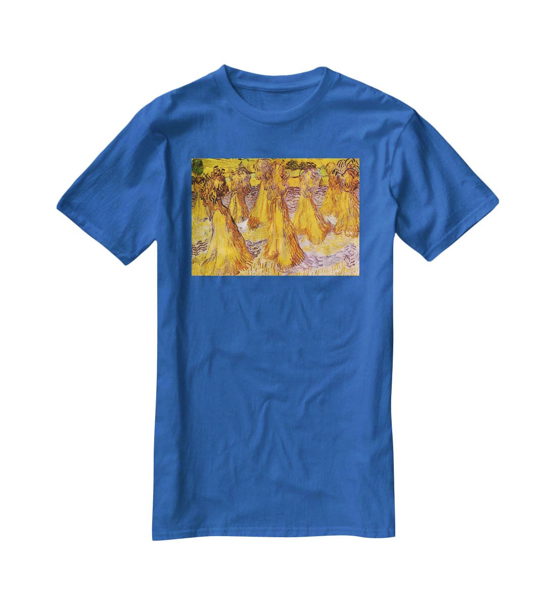 Field with Stacks of Wheat by Van Gogh T-Shirt - Canvas Art Rocks - 2