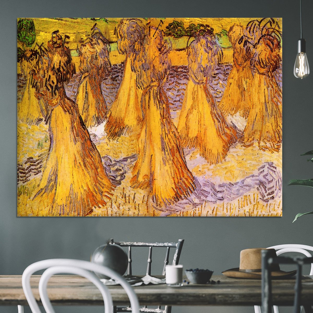 Field with Stacks of Wheat by Van Gogh Canvas Print or Poster