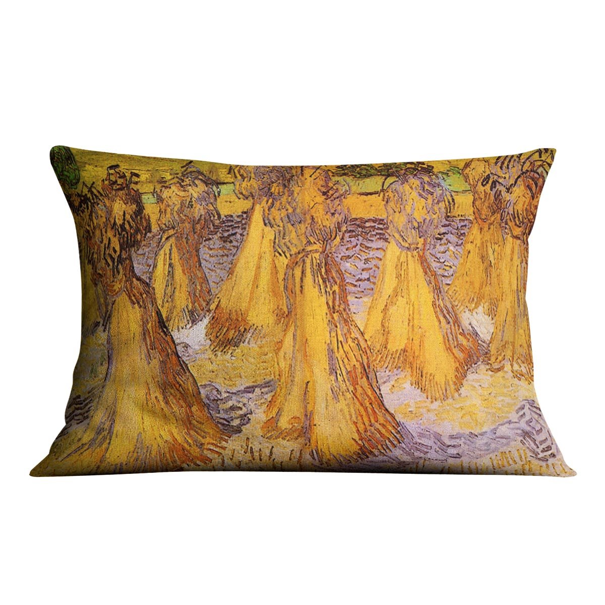 Field with Stacks of Wheat by Van Gogh Throw Pillow