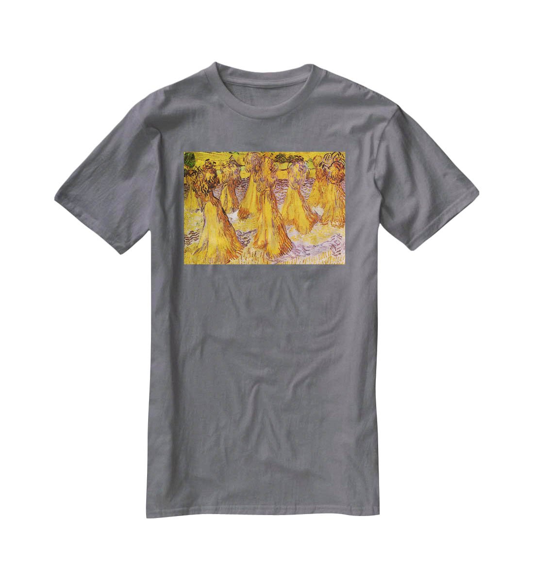 Field with Stacks of Wheat by Van Gogh T-Shirt - Canvas Art Rocks - 3