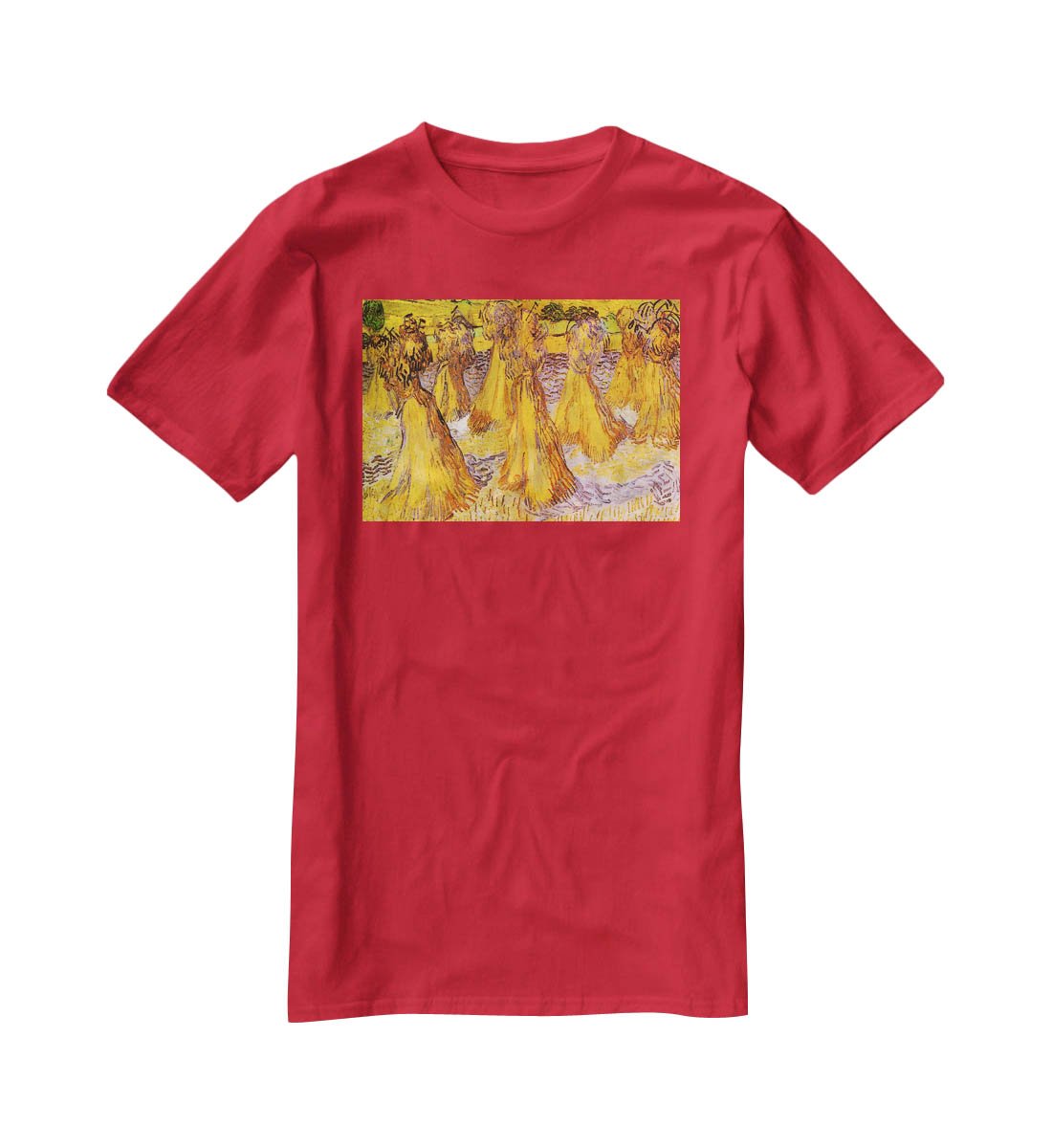 Field with Stacks of Wheat by Van Gogh T-Shirt - Canvas Art Rocks - 4