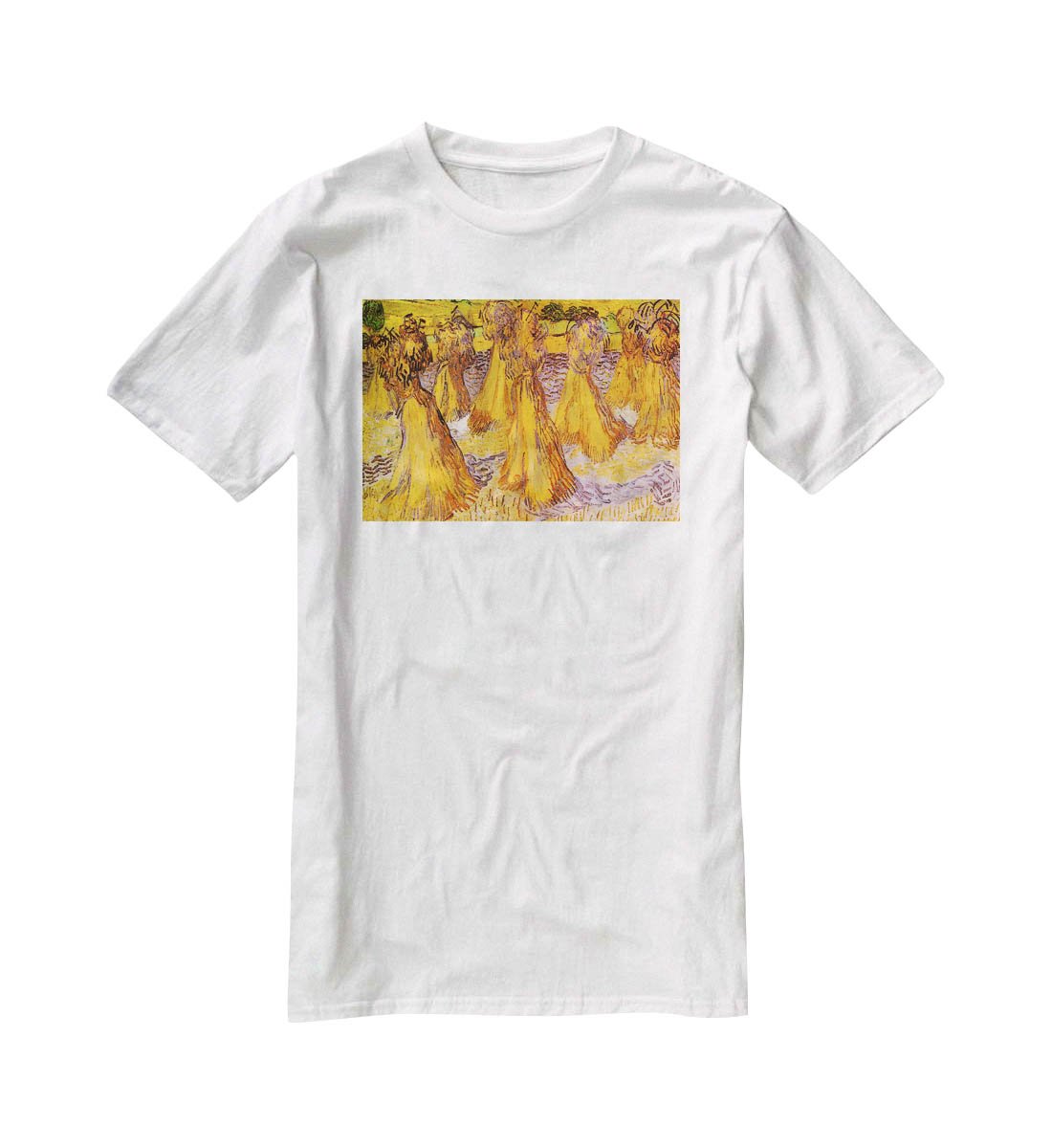 Field with Stacks of Wheat by Van Gogh T-Shirt - Canvas Art Rocks - 5