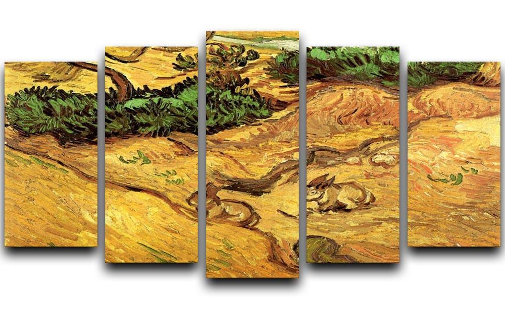 Field with Two Rabbits by Van Gogh 5 Split Panel Canvas  - Canvas Art Rocks - 1