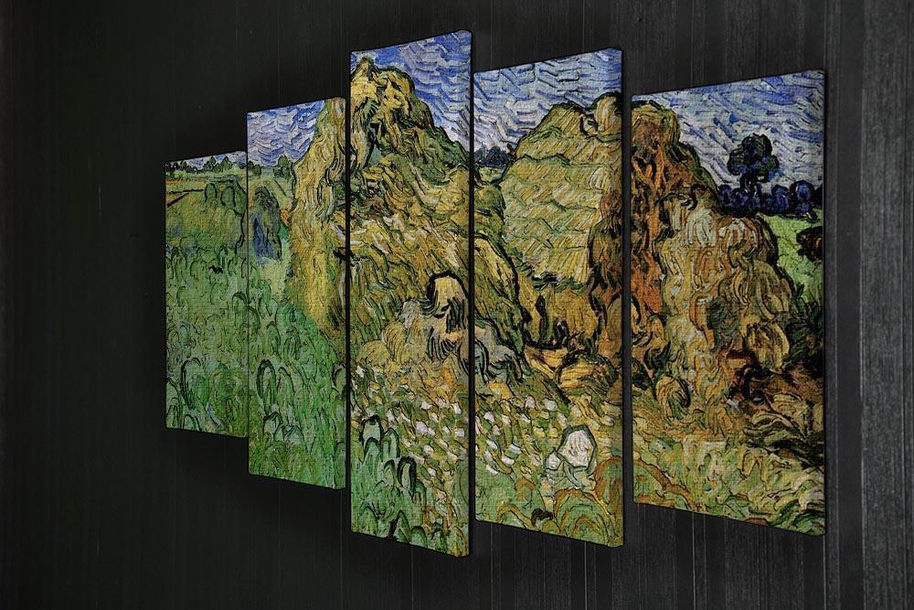 Field with Wheat Stacks by Van Gogh 5 Split Panel Canvas - Canvas Art Rocks - 2