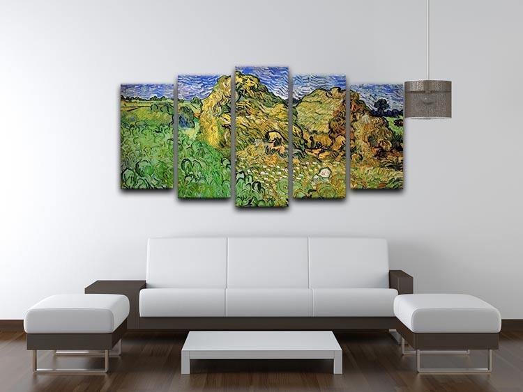 Field with Wheat Stacks by Van Gogh 5 Split Panel Canvas - Canvas Art Rocks - 3