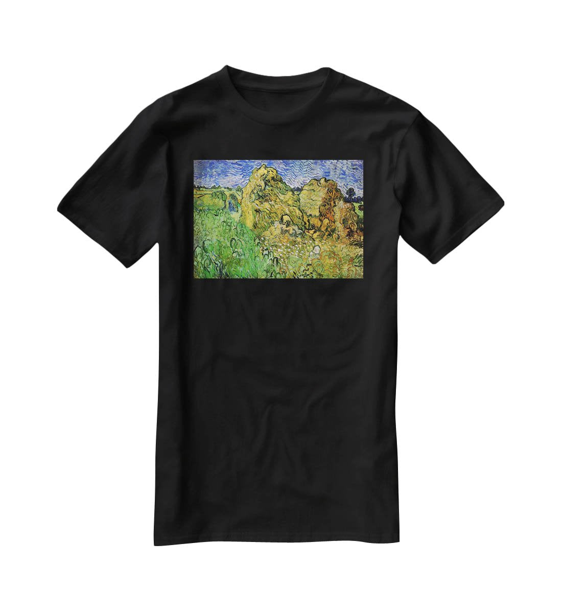 Field with Wheat Stacks by Van Gogh T-Shirt - Canvas Art Rocks - 1