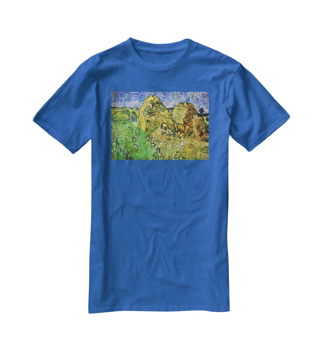 Field with Wheat Stacks by Van Gogh T-Shirt - Canvas Art Rocks - 2