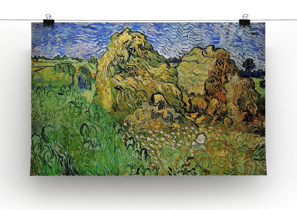 Field with Wheat Stacks by Van Gogh Canvas Print & Poster - Canvas Art Rocks - 2