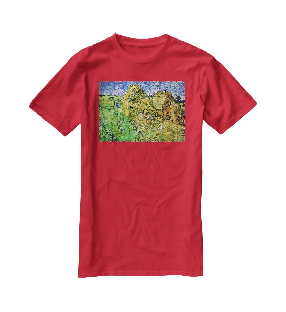 Field with Wheat Stacks by Van Gogh T-Shirt - Canvas Art Rocks - 4
