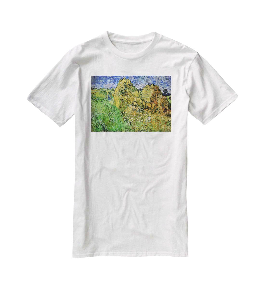 Field with Wheat Stacks by Van Gogh T-Shirt - Canvas Art Rocks - 5