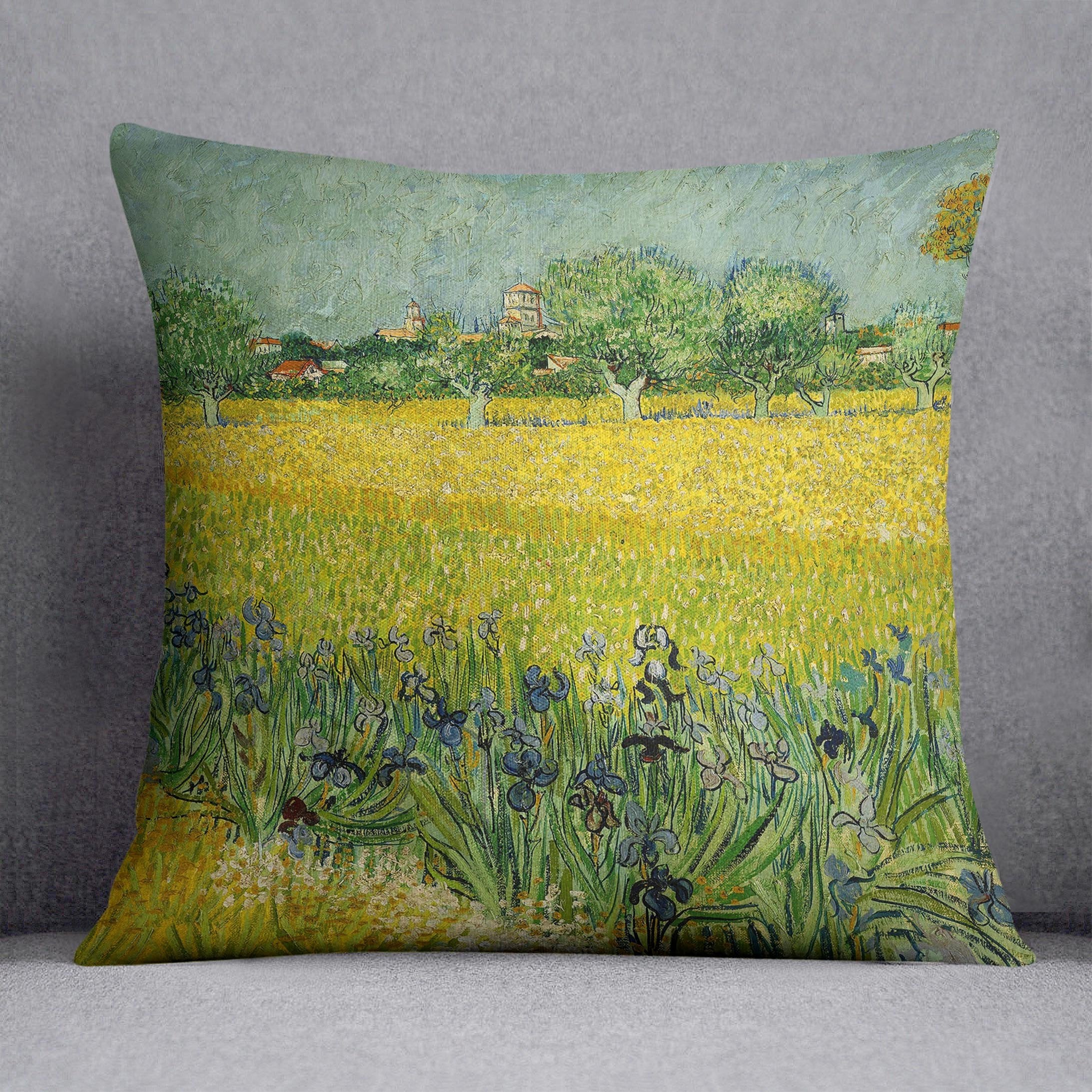 Field with flowers near Arles Throw Pillow