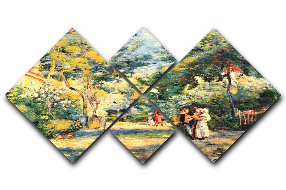 Figures in the garden by Renoir 4 Square Multi Panel Canvas  - Canvas Art Rocks - 1