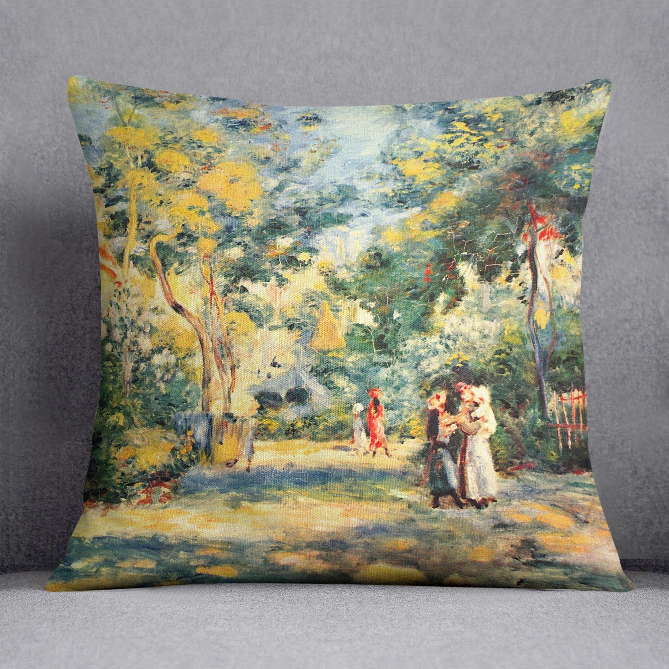 Figures in the garden by Renoir Throw Pillow